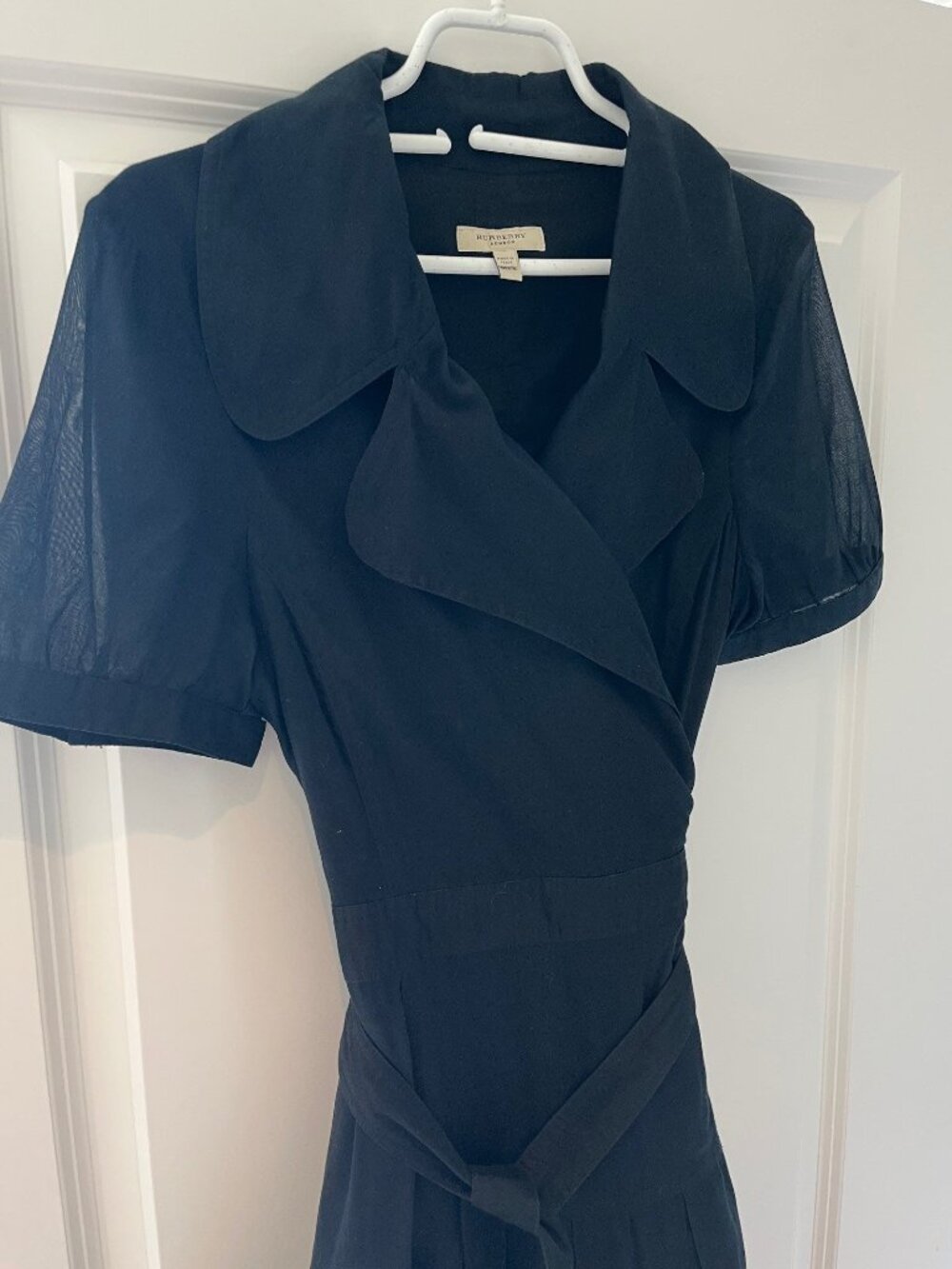 Black Burberry Pleated Wrap Dress - Picture 6 of 10